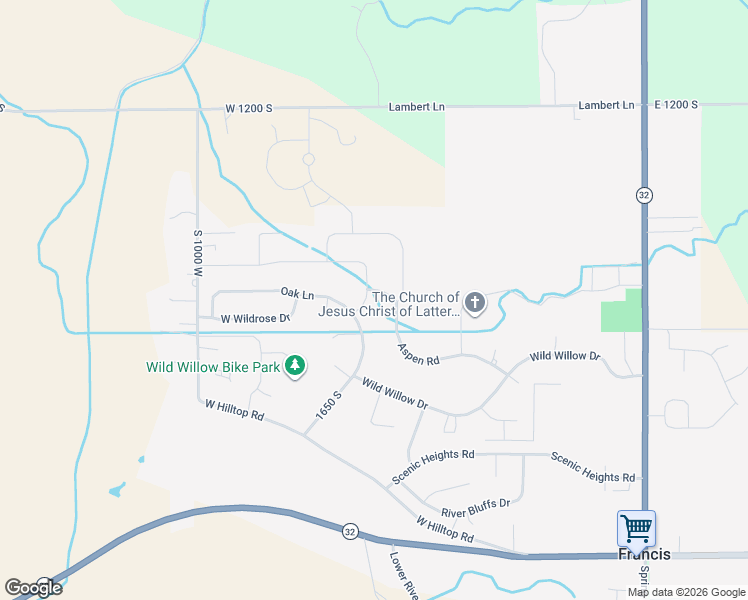 map of restaurants, bars, coffee shops, grocery stores, and more near 1685 Oak Lane in Francis