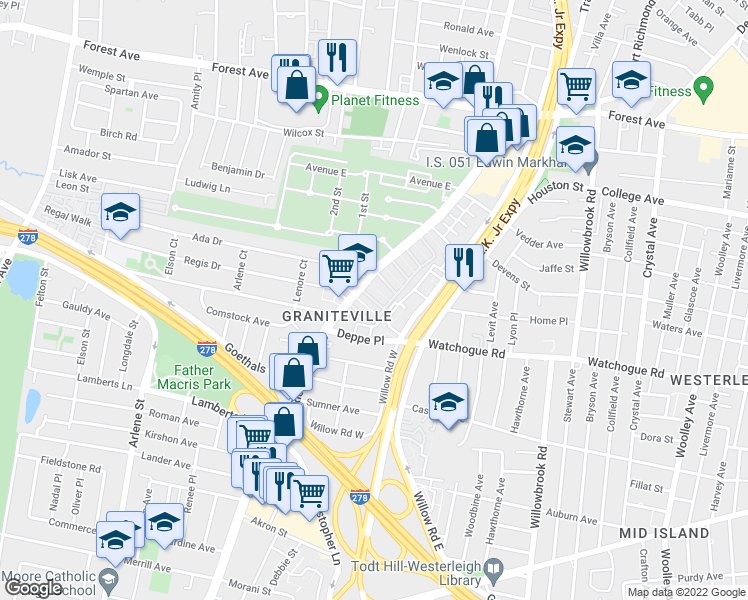 map of restaurants, bars, coffee shops, grocery stores, and more near 35A Armand Street in Staten Island