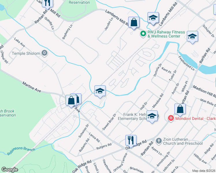 map of restaurants, bars, coffee shops, grocery stores, and more near 1 Carriage Drive in Scotch Plains