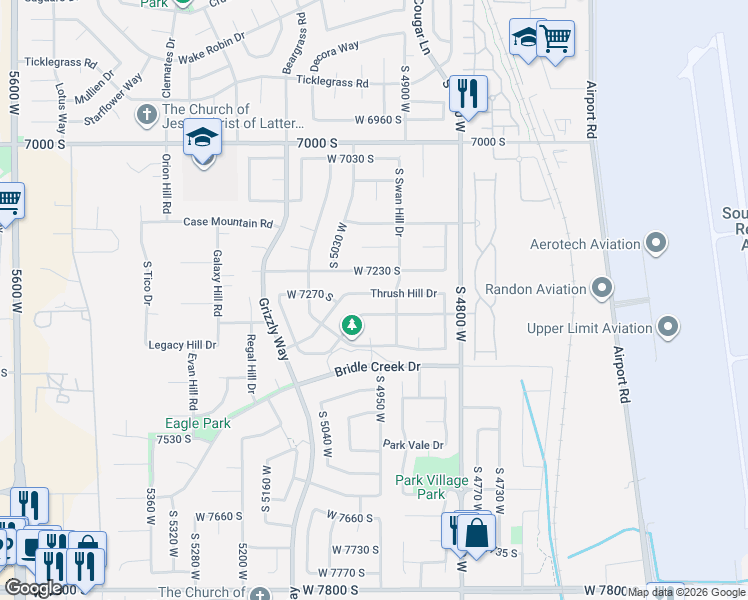 map of restaurants, bars, coffee shops, grocery stores, and more near 4966 South Opal Hill Drive in West Jordan