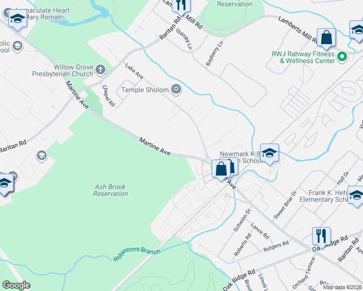 map of restaurants, bars, coffee shops, grocery stores, and more near 2002 Lake Avenue in Scotch Plains
