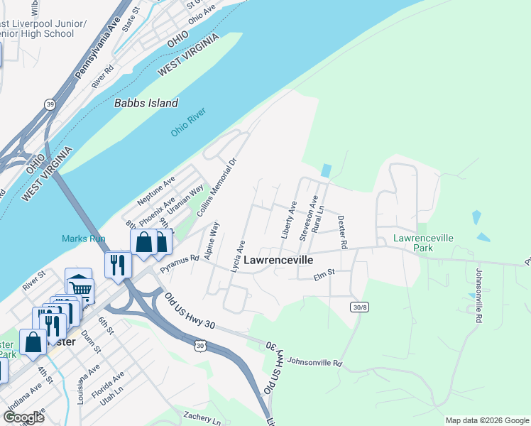 map of restaurants, bars, coffee shops, grocery stores, and more near 21-33 Alba Ave in Chester