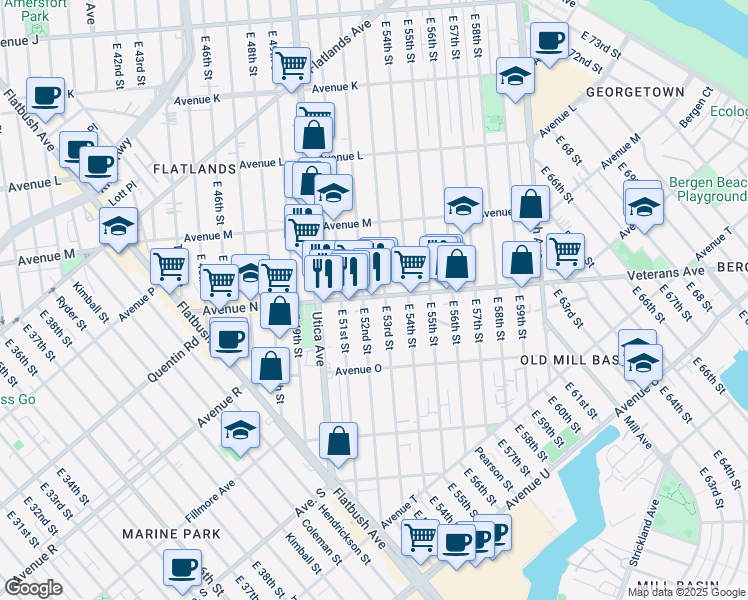 map of restaurants, bars, coffee shops, grocery stores, and more near in Brooklyn