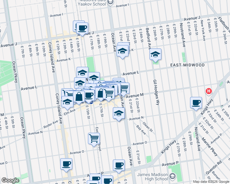 map of restaurants, bars, coffee shops, grocery stores, and more near in Brooklyn