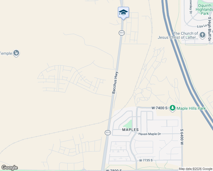 map of restaurants, bars, coffee shops, grocery stores, and more near 7036 Bacchus Highway in West Jordan