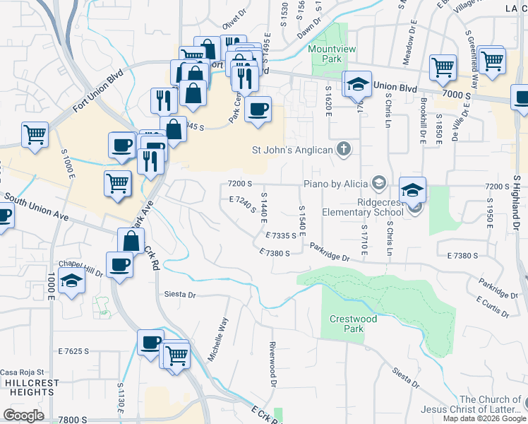 map of restaurants, bars, coffee shops, grocery stores, and more near in West Jordan