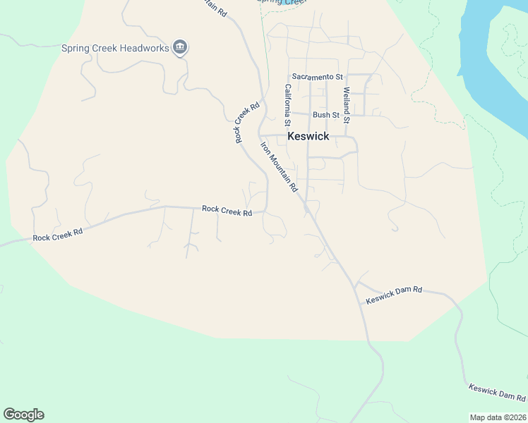 map of restaurants, bars, coffee shops, grocery stores, and more near 16177 Rock Creek Road in Redding
