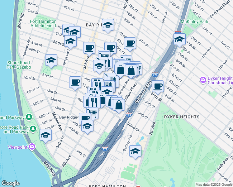 map of restaurants, bars, coffee shops, grocery stores, and more near in Brooklyn