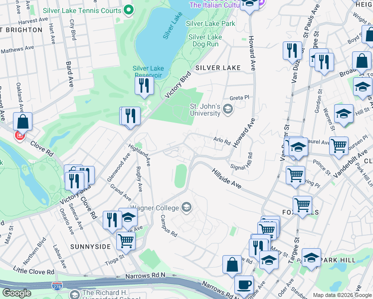 map of restaurants, bars, coffee shops, grocery stores, and more near in Staten Island
