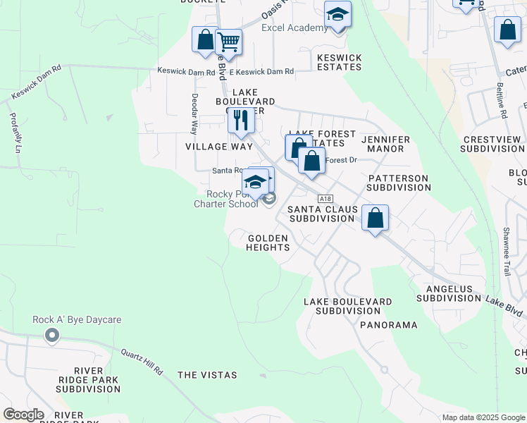 map of restaurants, bars, coffee shops, grocery stores, and more near 3500 Tamarack Drive in Redding