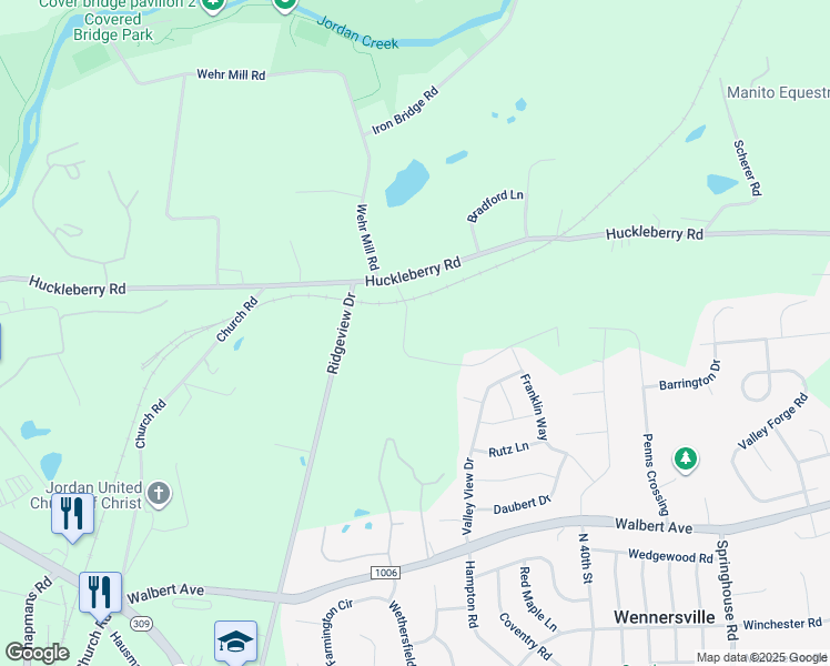 map of restaurants, bars, coffee shops, grocery stores, and more near 1995 Brickyard Road in Allentown