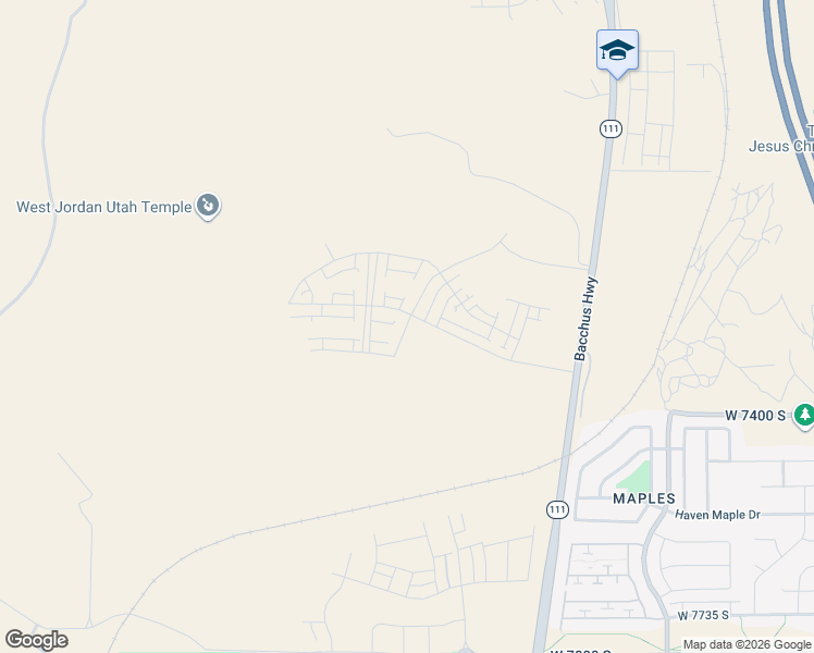 map of restaurants, bars, coffee shops, grocery stores, and more near 7112 Bacchus Highway in West Jordan