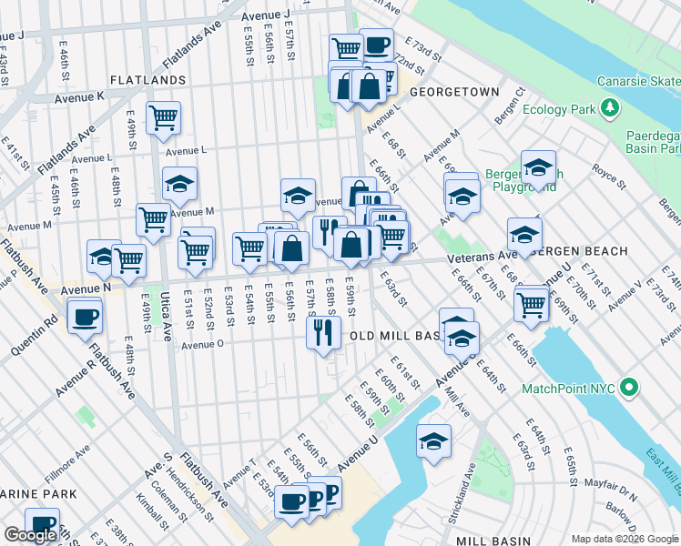 map of restaurants, bars, coffee shops, grocery stores, and more near in Brooklyn