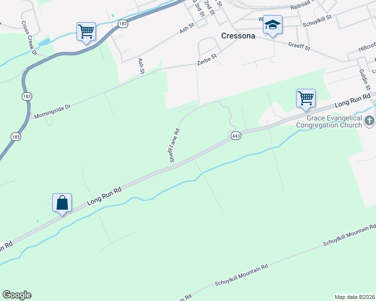 map of restaurants, bars, coffee shops, grocery stores, and more near 130 Shady Lane Road in Schuylkill Haven