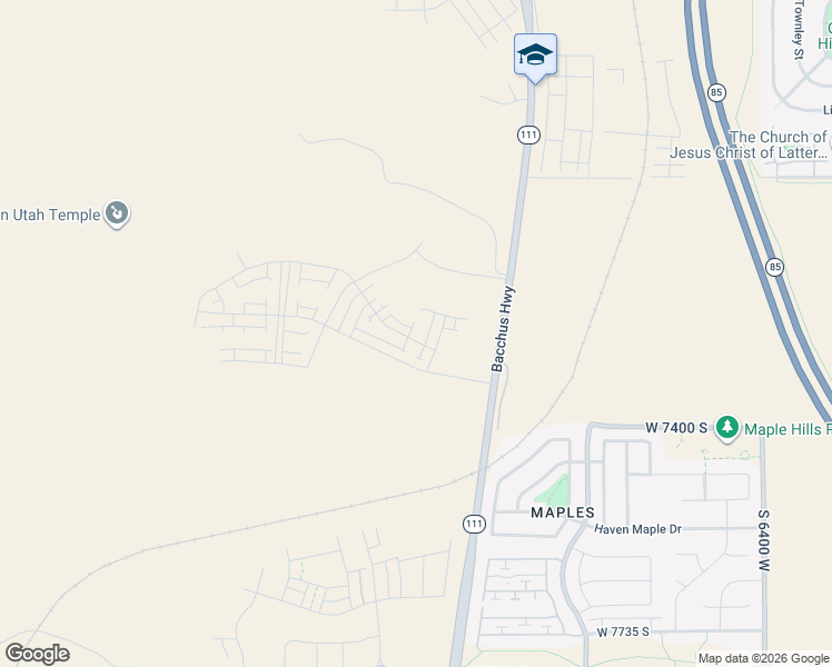 map of restaurants, bars, coffee shops, grocery stores, and more near 6974 West Hidden Hills Way in Copperton