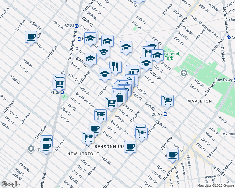 map of restaurants, bars, coffee shops, grocery stores, and more near in Brooklyn