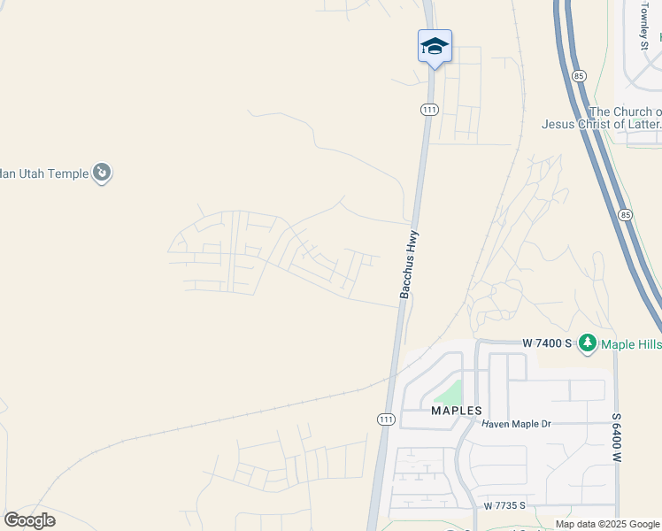 map of restaurants, bars, coffee shops, grocery stores, and more near 7002 West Hidden Hills Way in West Jordan
