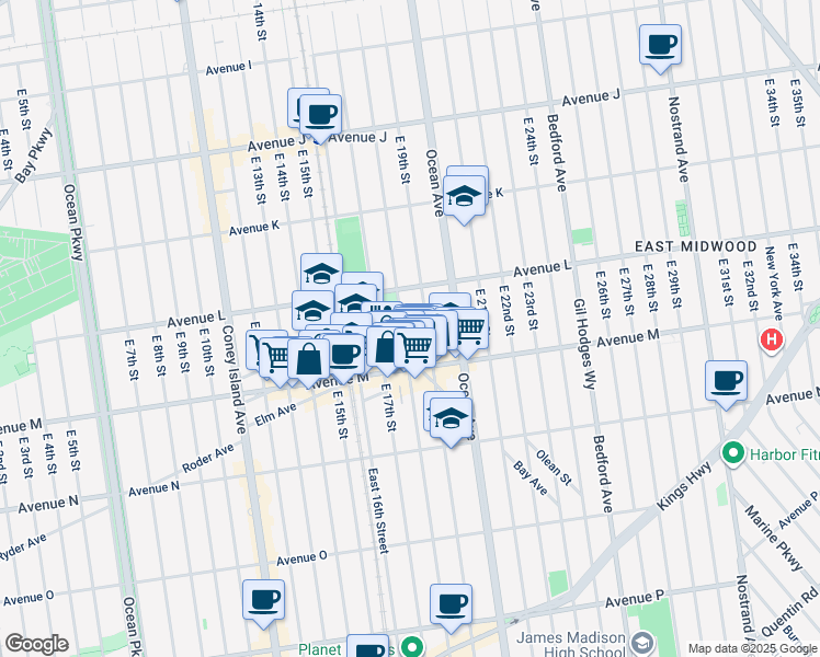 map of restaurants, bars, coffee shops, grocery stores, and more near in Brooklyn