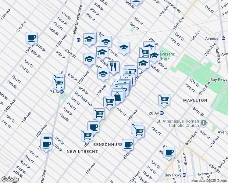 map of restaurants, bars, coffee shops, grocery stores, and more near in Brooklyn