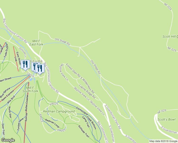 map of restaurants, bars, coffee shops, grocery stores, and more near 12530 Old Stage Road in Salt Lake City