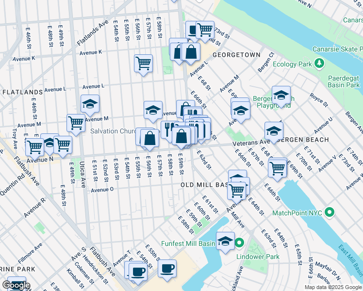 map of restaurants, bars, coffee shops, grocery stores, and more near in Brooklyn