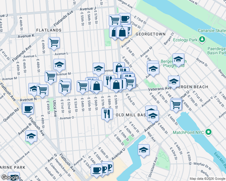 map of restaurants, bars, coffee shops, grocery stores, and more near in Brooklyn