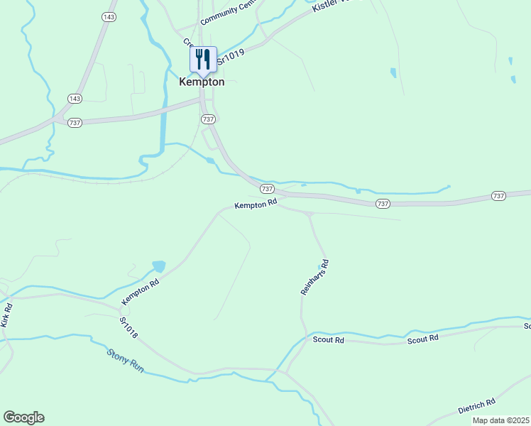 map of restaurants, bars, coffee shops, grocery stores, and more near 85 Kempton Road in Kempton