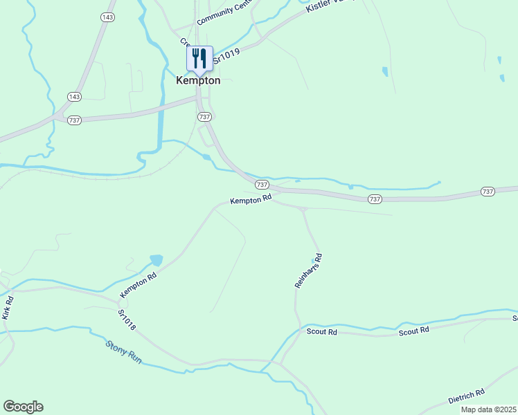 map of restaurants, bars, coffee shops, grocery stores, and more near 85 Kempton Road in Kempton