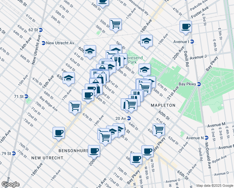 map of restaurants, bars, coffee shops, grocery stores, and more near in Brooklyn
