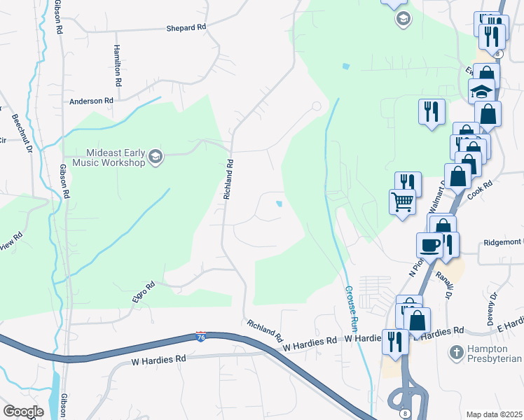 map of restaurants, bars, coffee shops, grocery stores, and more near 116 Tartan Road in Gibsonia