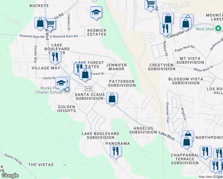 map of restaurants, bars, coffee shops, grocery stores, and more near 884 July Way in Redding