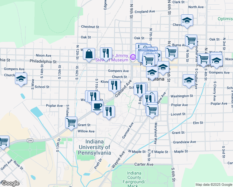 map of restaurants, bars, coffee shops, grocery stores, and more near 138 South 10th Street in Indiana