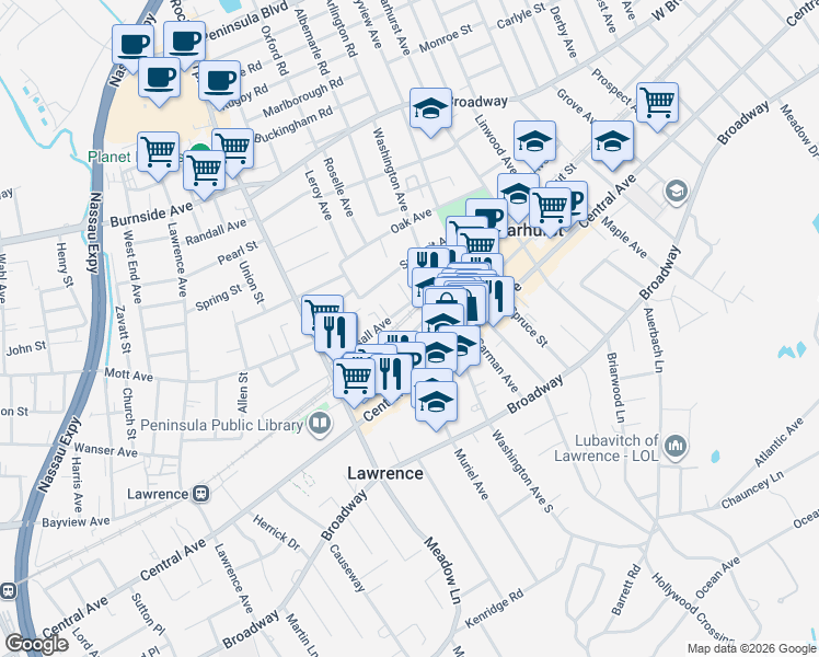 map of restaurants, bars, coffee shops, grocery stores, and more near 380 Mulry Lane in Lawrence