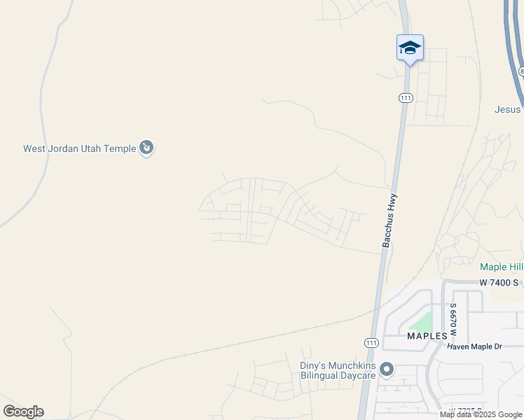 map of restaurants, bars, coffee shops, grocery stores, and more near 7156 West Terraine Road in West Jordan