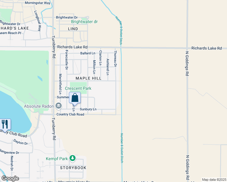 map of restaurants, bars, coffee shops, grocery stores, and more near 2333 Thoreau Drive in Fort Collins