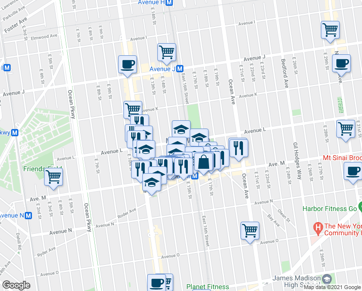 map of restaurants, bars, coffee shops, grocery stores, and more near in Brooklyn