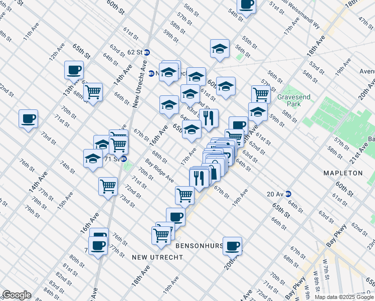 map of restaurants, bars, coffee shops, grocery stores, and more near in Brooklyn