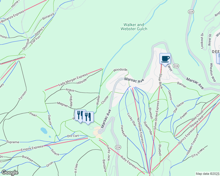 map of restaurants, bars, coffee shops, grocery stores, and more near 30 Nakoma Terrace in Park City