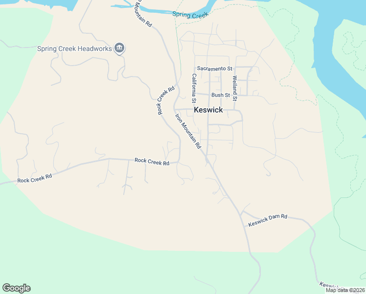 map of restaurants, bars, coffee shops, grocery stores, and more near 16177-16179 Rock Creek Road in Redding