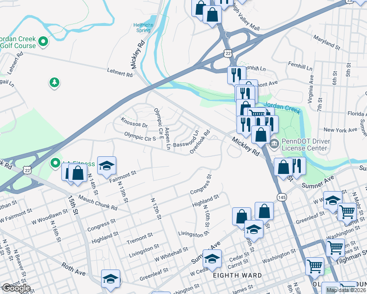 map of restaurants, bars, coffee shops, grocery stores, and more near 1250 Forest Road in Fullerton