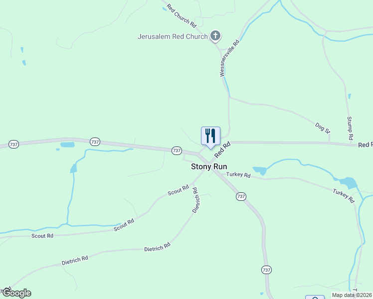 map of restaurants, bars, coffee shops, grocery stores, and more near 2556 Pennsylvania 737 in Kempton