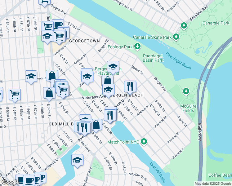 map of restaurants, bars, coffee shops, grocery stores, and more near in Brooklyn