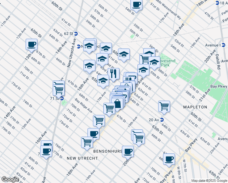 map of restaurants, bars, coffee shops, grocery stores, and more near in Brooklyn