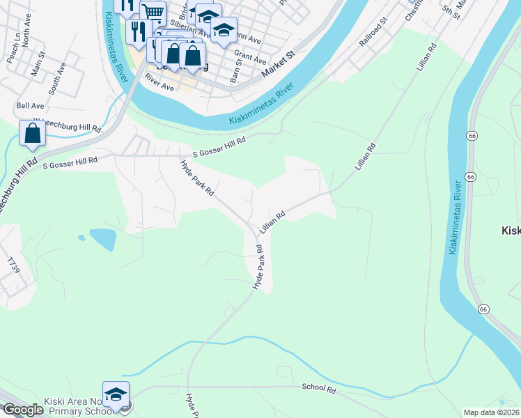 map of restaurants, bars, coffee shops, grocery stores, and more near 27 Stull Ln in Leechburg