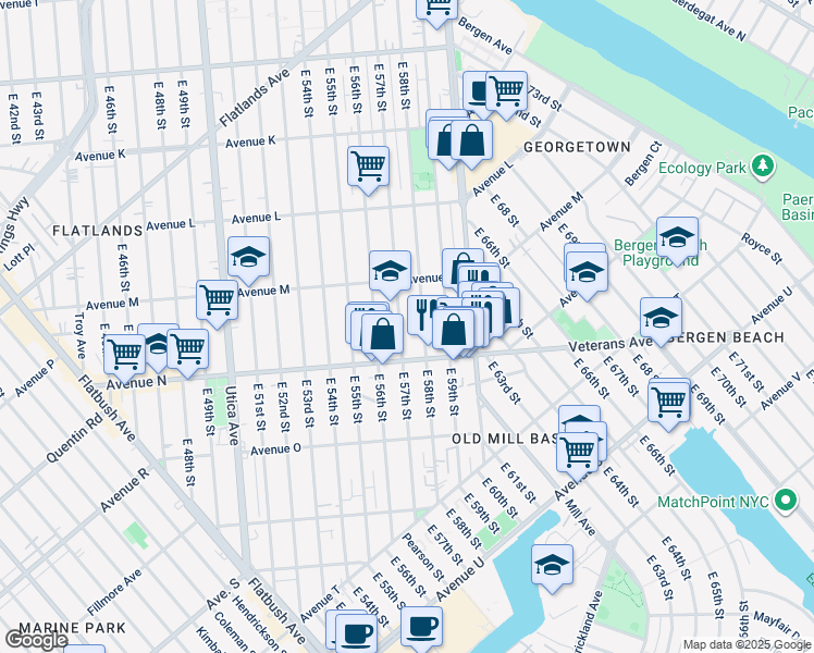 map of restaurants, bars, coffee shops, grocery stores, and more near in Brooklyn