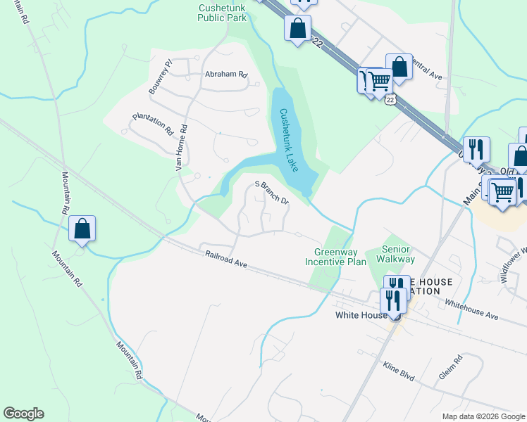 map of restaurants, bars, coffee shops, grocery stores, and more near 2002 South Branch Drive in Readington Township