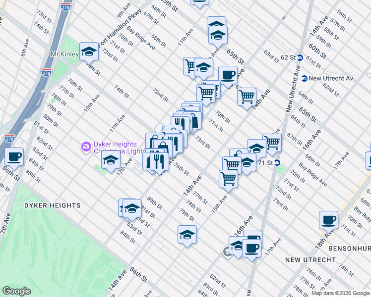 map of restaurants, bars, coffee shops, grocery stores, and more near in Brooklyn