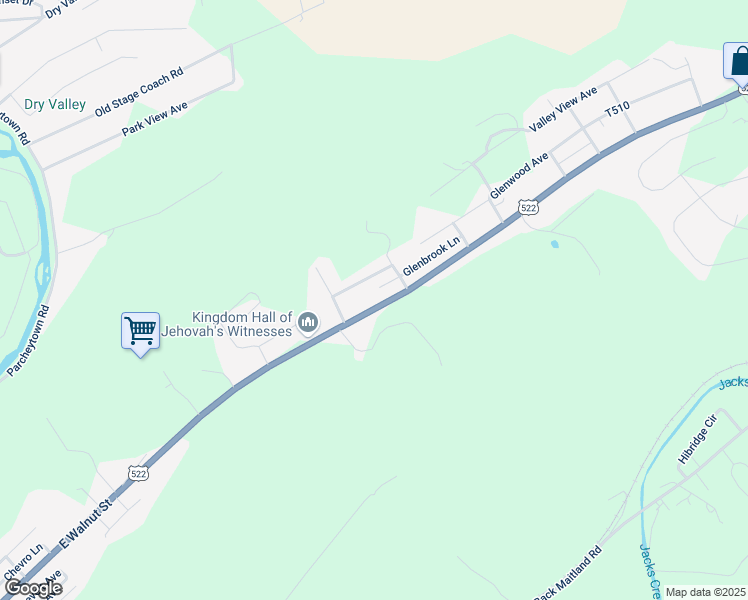 map of restaurants, bars, coffee shops, grocery stores, and more near Highway 522 South in Mifflin County