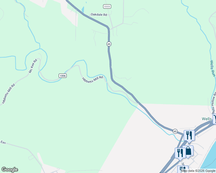 map of restaurants, bars, coffee shops, grocery stores, and more near 1026 Pleasant Valley Road in Wellsville