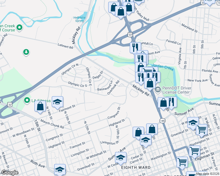 map of restaurants, bars, coffee shops, grocery stores, and more near 1278 Basswood Lane in Fullerton